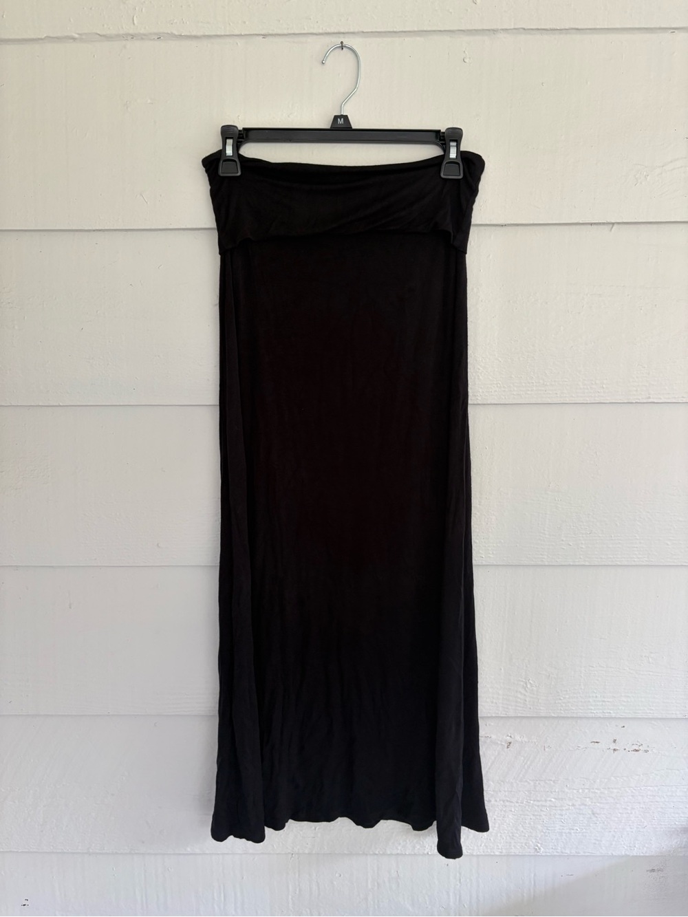 Chris & Carol Black Foldover Waist Maxi Skirt Women’s Medium Stretch Made USA